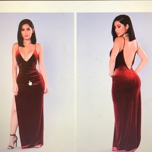 Red velvet dress